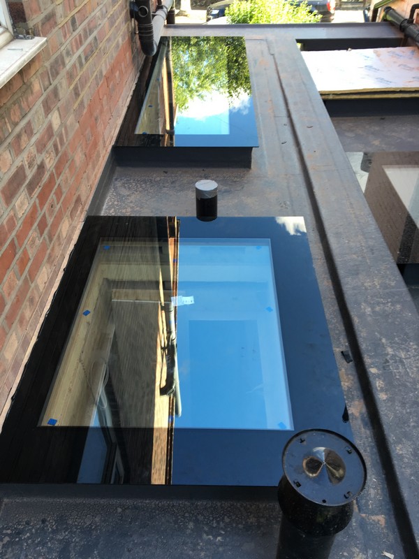 Multiple flat roof skylights on extension in Hampton